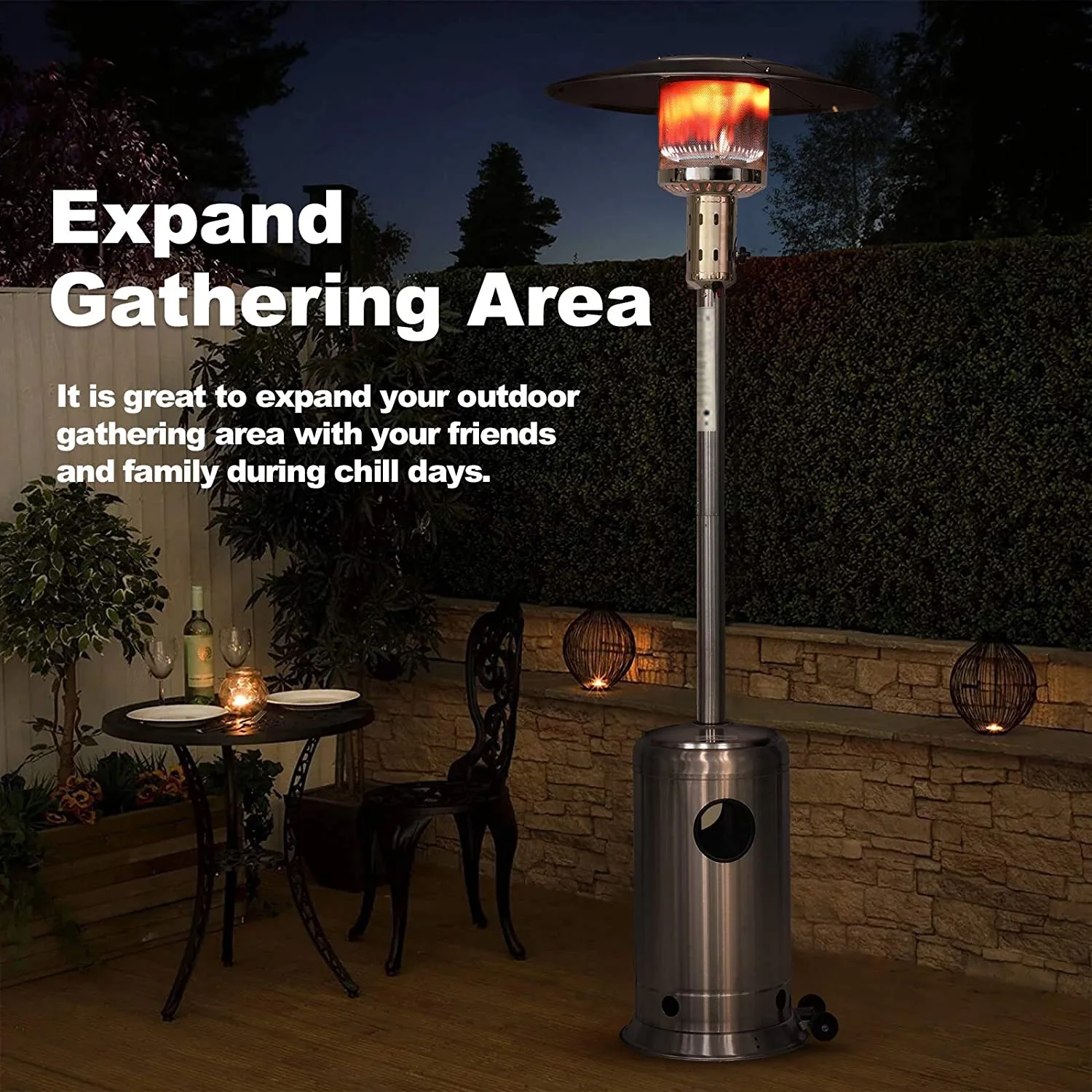 2022 Factory Propane Gas Patio Heater Flame Tube Outdoor Heater with table