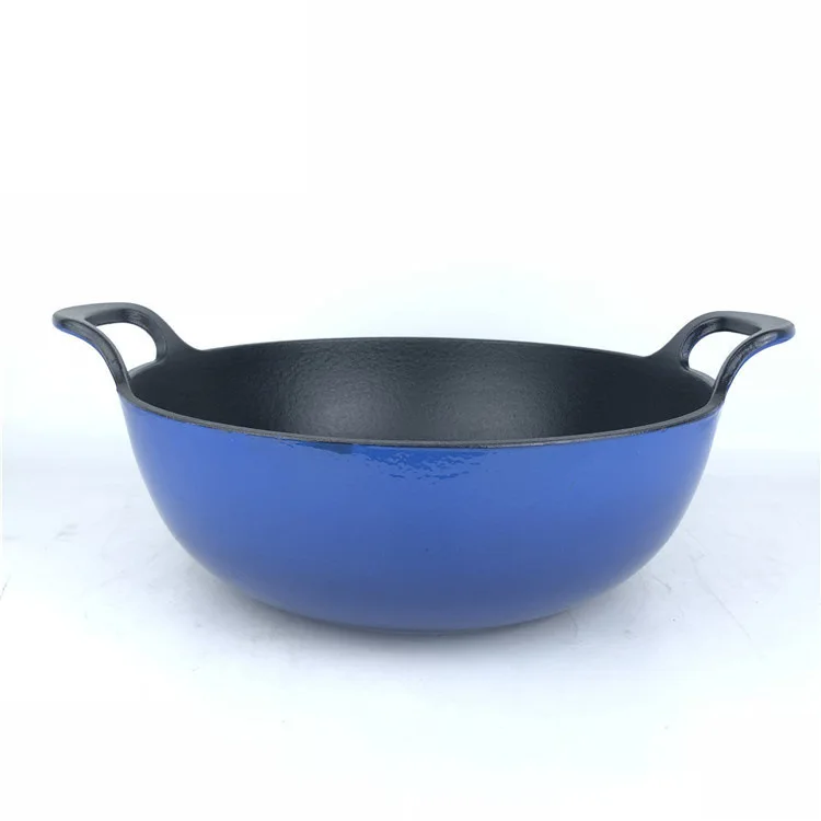Tow Handles Enameled Cast Iron Pot Wrought Iron Pots Soup Casserole With Glass/Wooden Lid Wholesale Kitchenware Manufacturer OEM