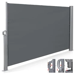 VERTAK Outdoor Patio Waterproof Aluminum Privacy Wind Screen Folding Retractable Side Awning
