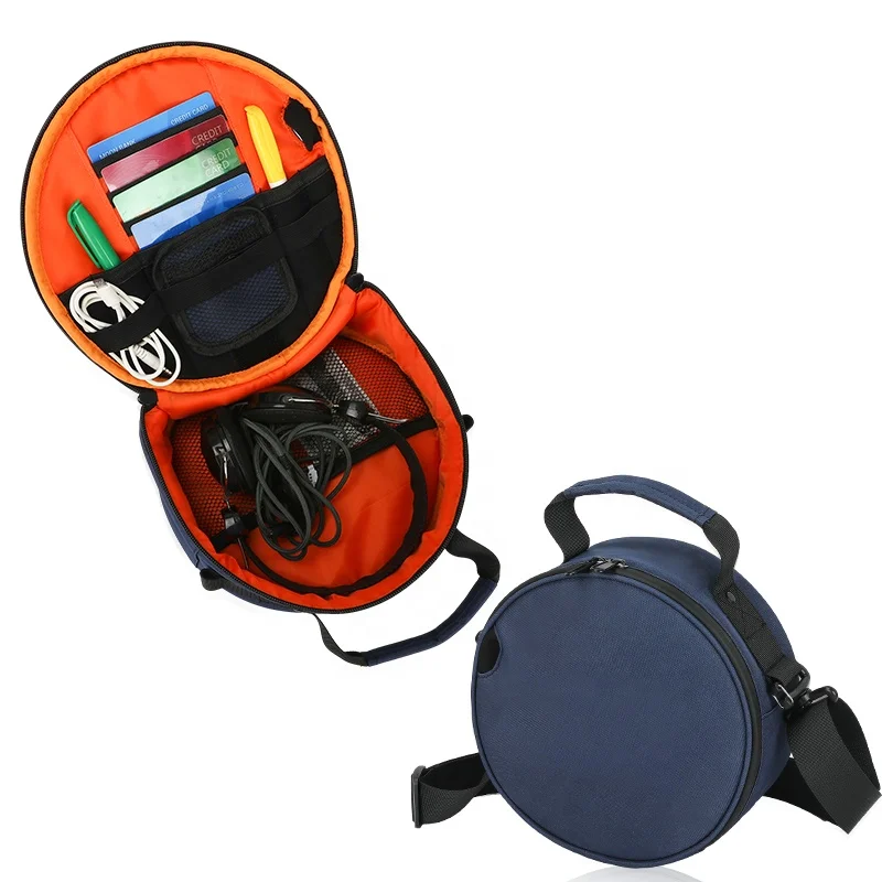 Custom Portable Waterproof Round Headphones Storage Bag Headphone Travel Case for Wired & Wireless Headsets