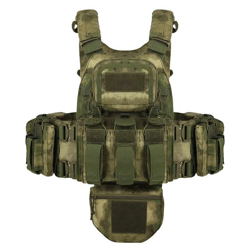 Wholesale Hunting Vest Chaleco Tactico Plate Carrier Green Ruins Camouflage Security Tactical Vest With Magazine Pouch