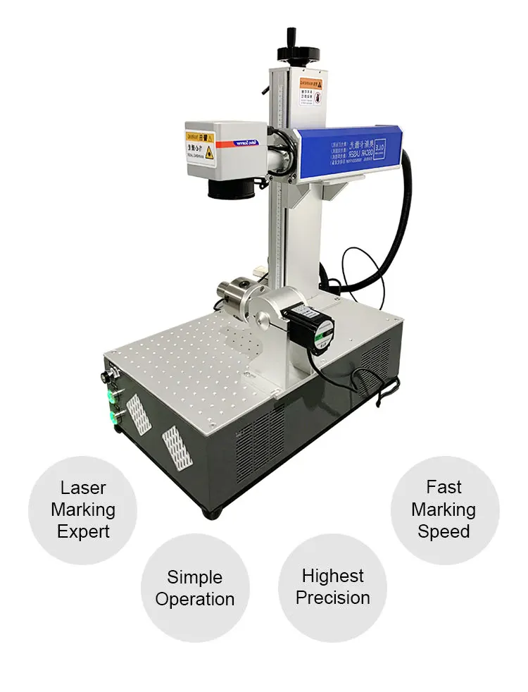 Oscarlaser Raycus Max 20 Вт 30 50 волоконно-лазерная маркировочная машина с поворотной осью для ювелирных изделий золото серебро гравировка металла
