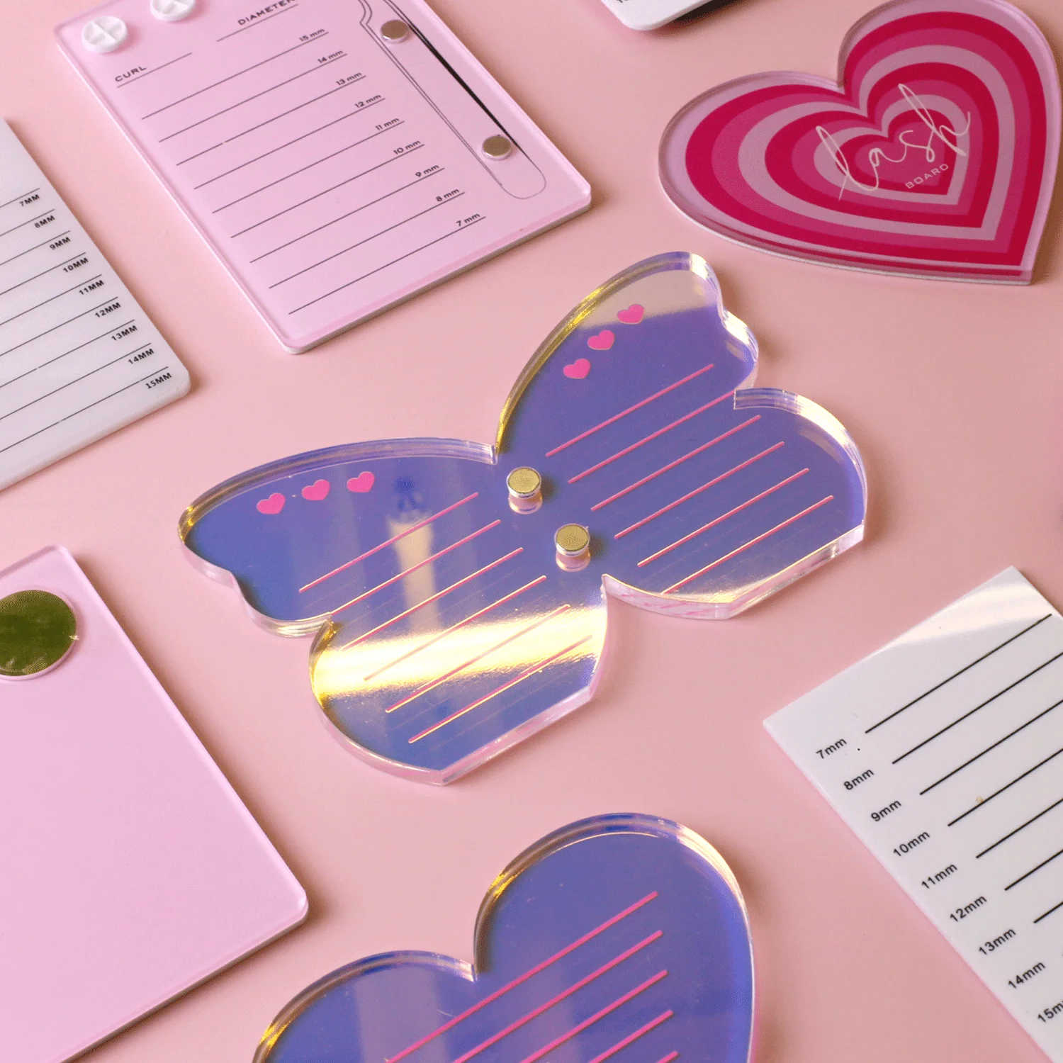 Lash Tiles for Lash Extension, Glass Pallet Kit Crystal Lash Tray with Case, Lash Tray Strip Adhesive Glue Holder Tile