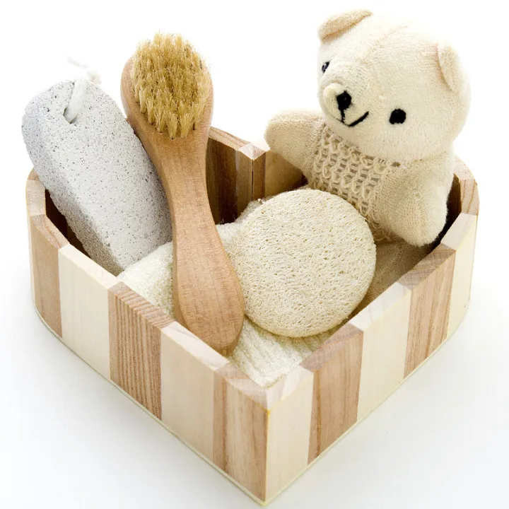 Promotional customized wooden bath sets spa shower gift set