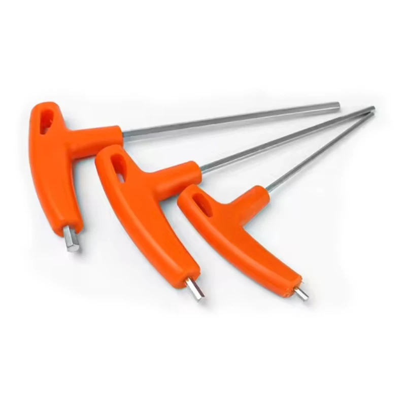 High Quality T Shape S2 Steel Metric Hex Key 4mm Plastic Handle Orange Color