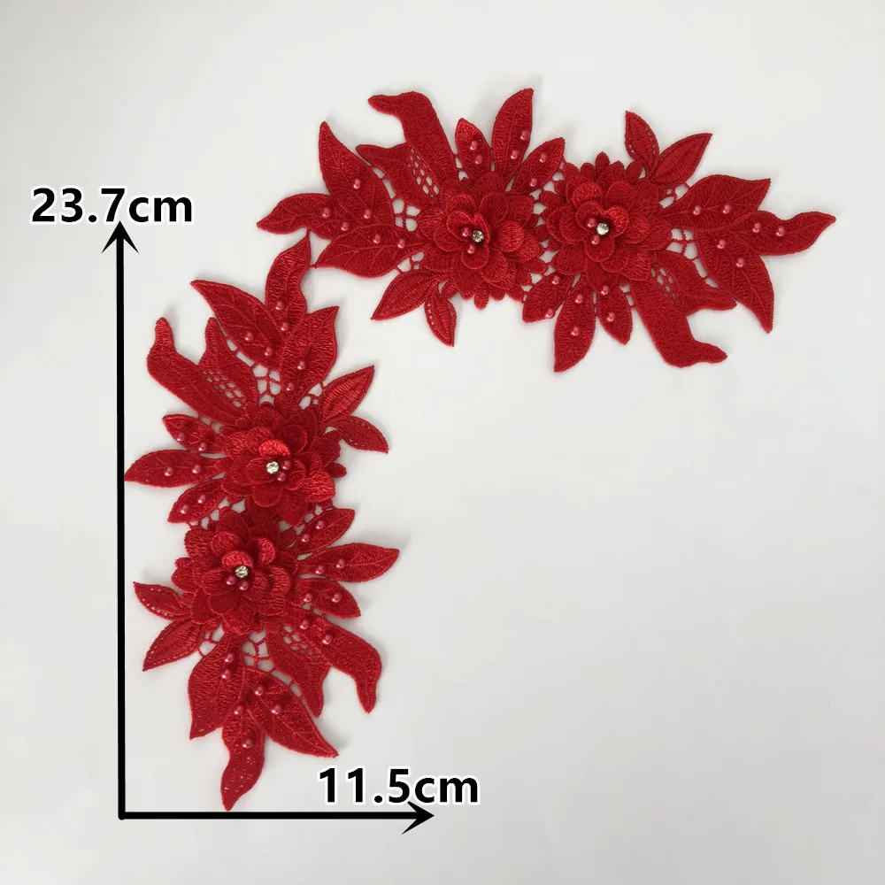 Manufacturer Sale New Design Luxury Polyester Lace 3D Flower Embroidery Lace Patches For Traditional Apparel