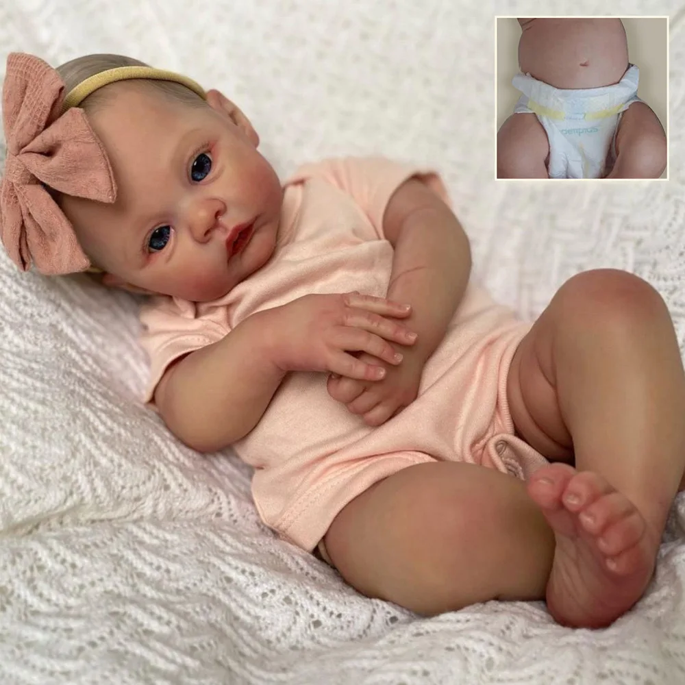 49cm Simulated Baby Rebirth Doll 3D Skin Exquisite Painting Soft Full Body Silicone Vinyl Reborn Dolls for Gift