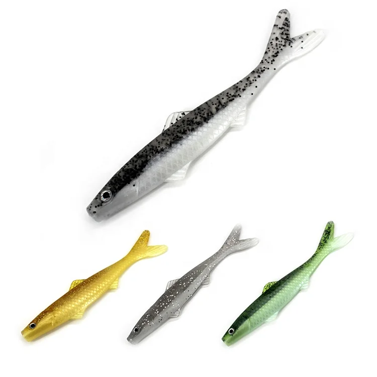Soft Lures 12cm Baits Fishing Lure Shad Double Color Silicone Bait X Tail Wobblers