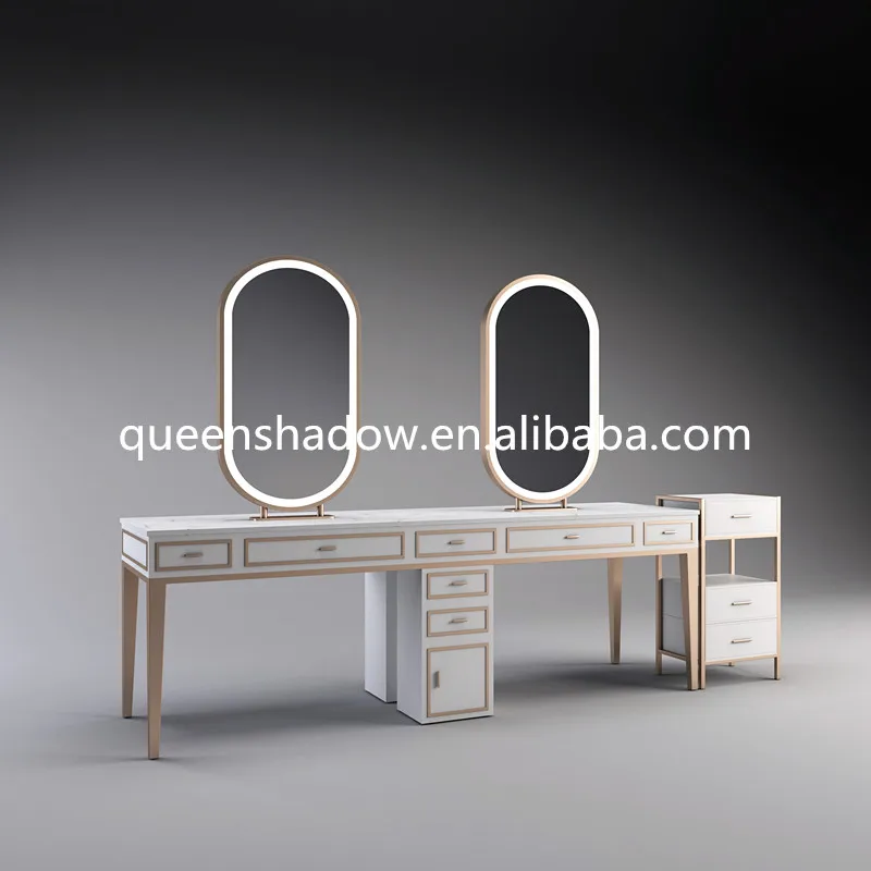 Kingshadow single styling salon barber mirror led salon work stations barber station for sale