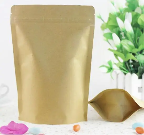 
Recyclable with window kraft paper bag with zipper for food 