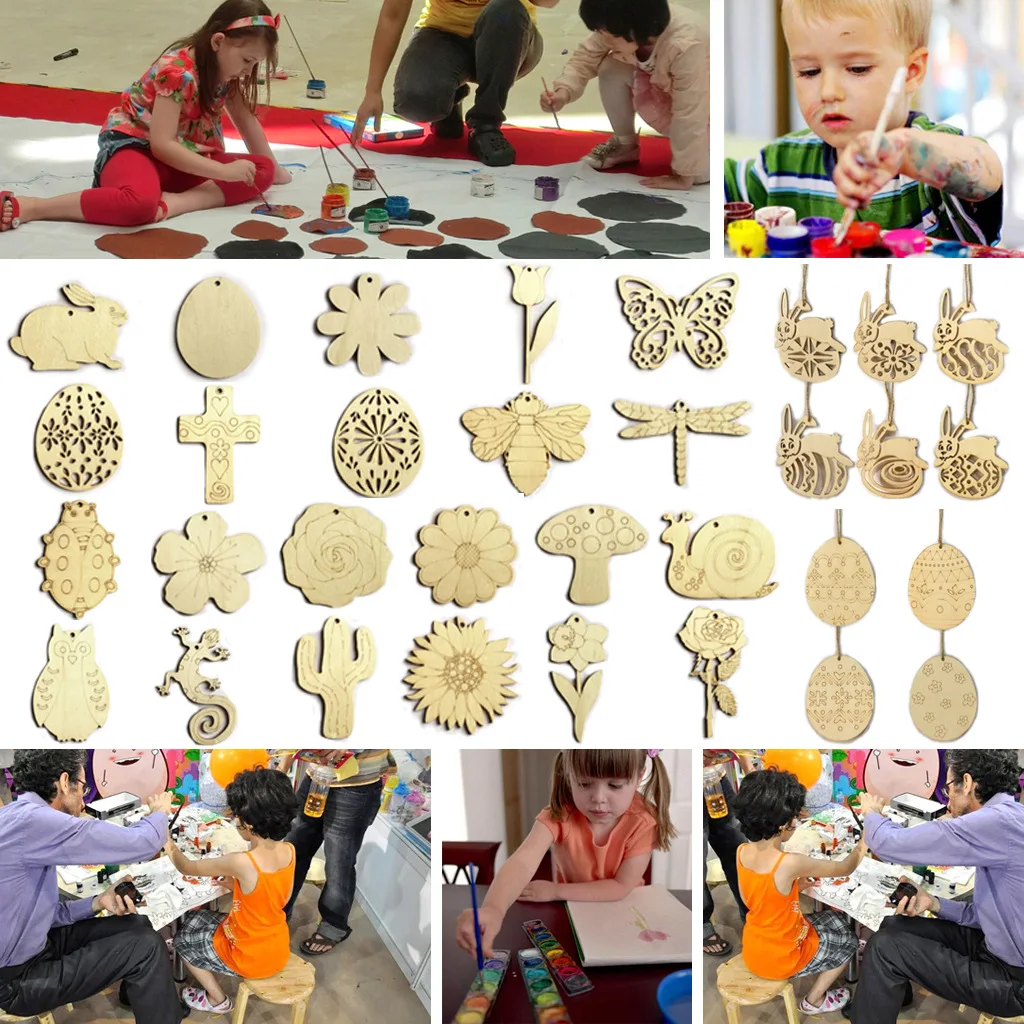 Wholesale Wooden Christmas Ornaments Bunny, Egg, Snail, Owl, Gecko, and Butterfly Hanging Decorations in Stock Dropshipping