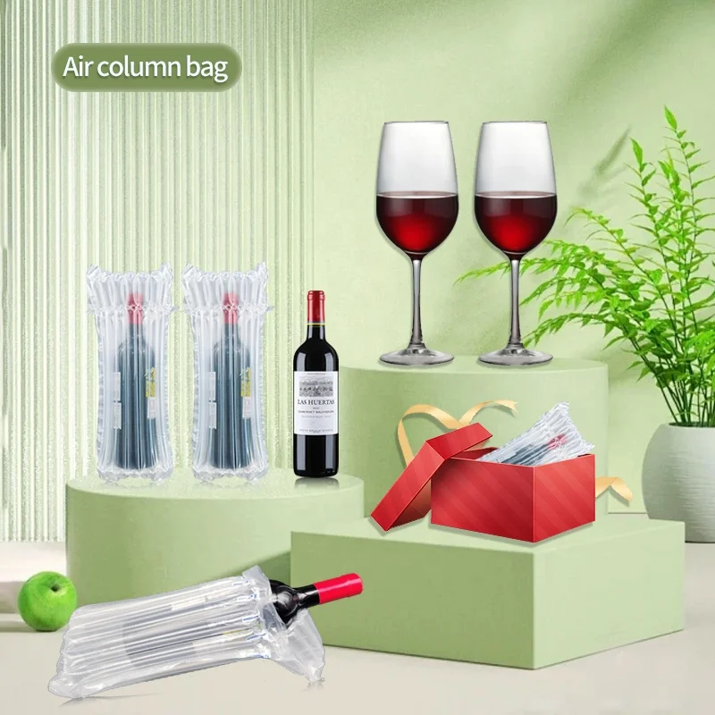 Transparent Inflatable Bubble Cushion Wrap Material Protective Air Column Bag For Wine Bottle Packing,