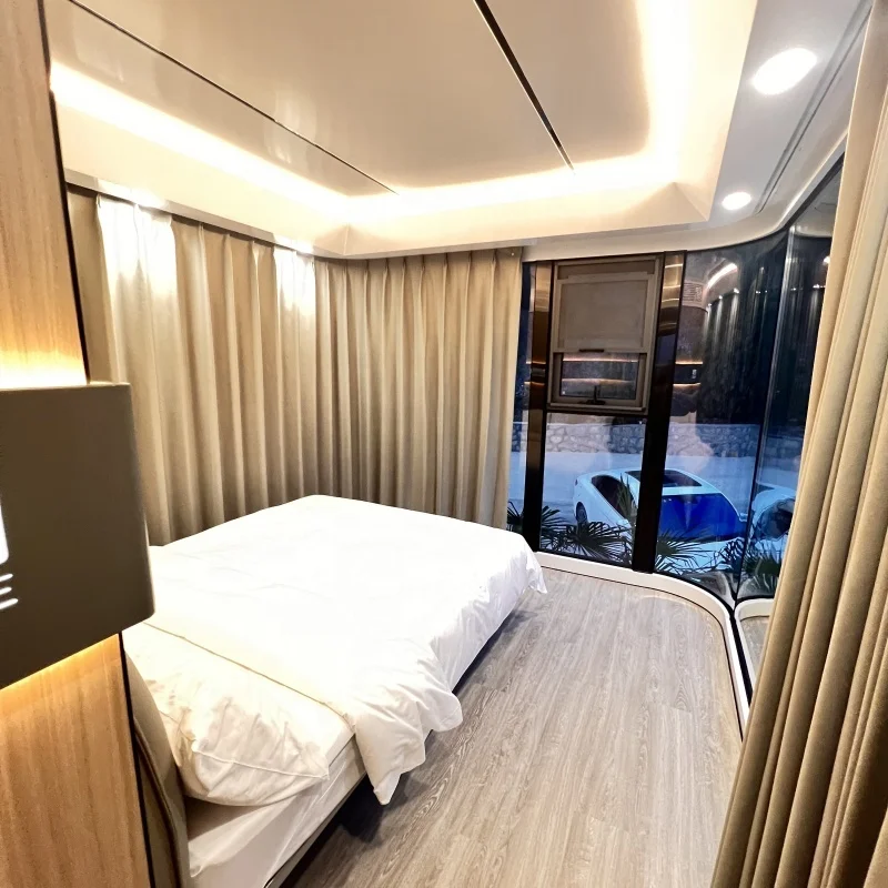 Smart space capsule home Modern tiny prefab container house Prefabricated glass modular capsule hotel foldable