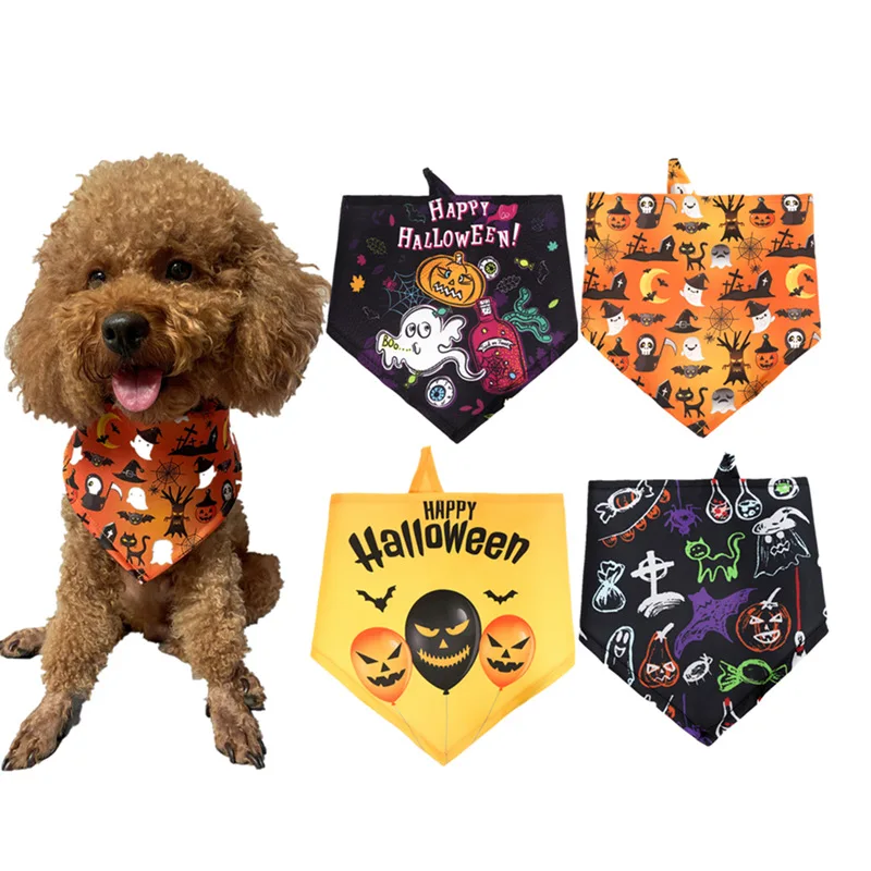 Halloween decoration fashion dog scarf Saliva towel for dogs cats Pet Clothes accessories Scarves Bandanas