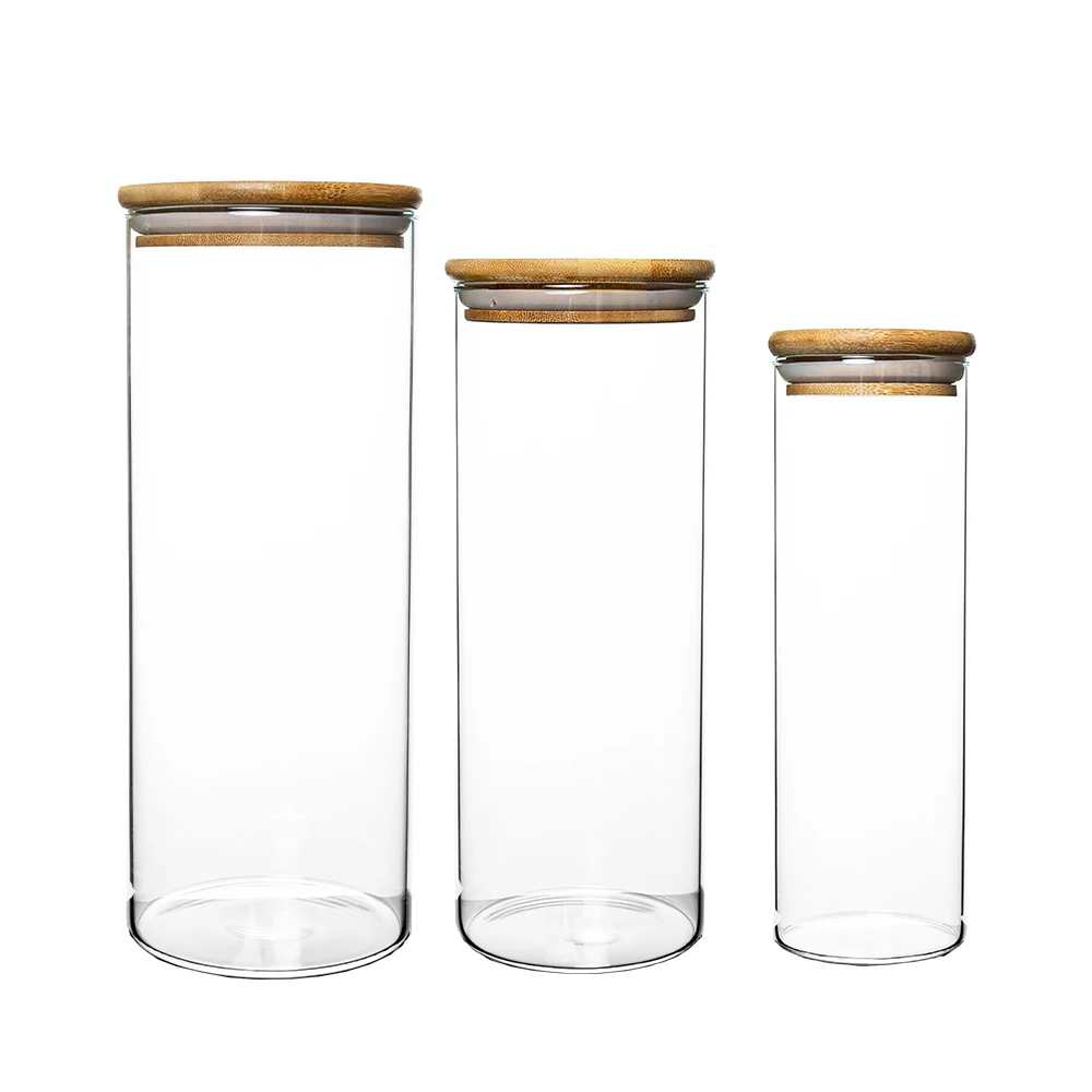 NOVARE various sizes glass storage jar with lids custom kitchen glass food storage container mason spice jar cookie candy jars