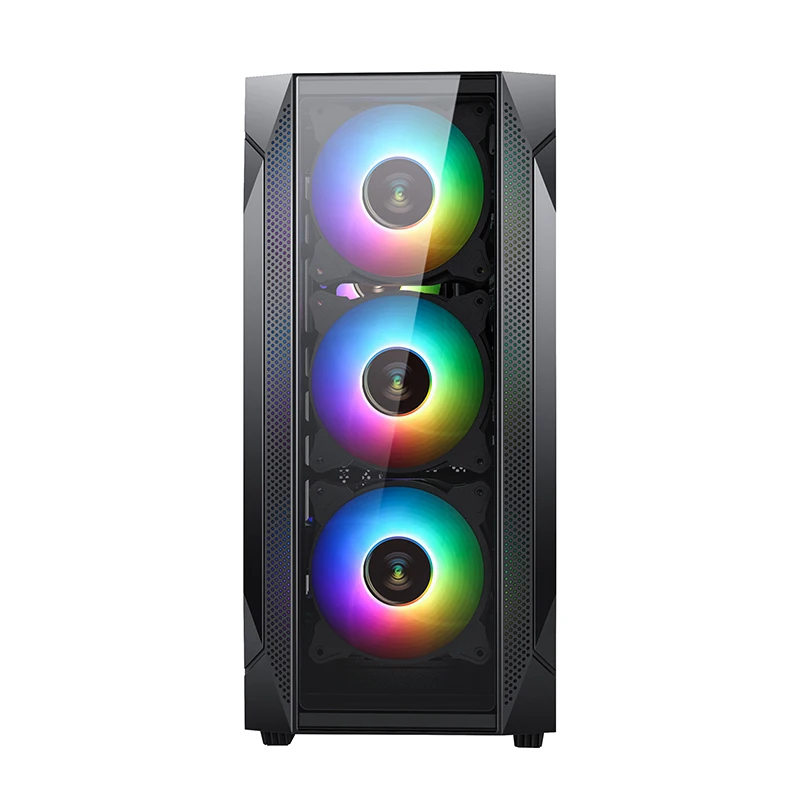 Чехол KINGDOM для игрового ЦП белого/черного цвета с закаленным стеклом RGB Fan ATX Mid