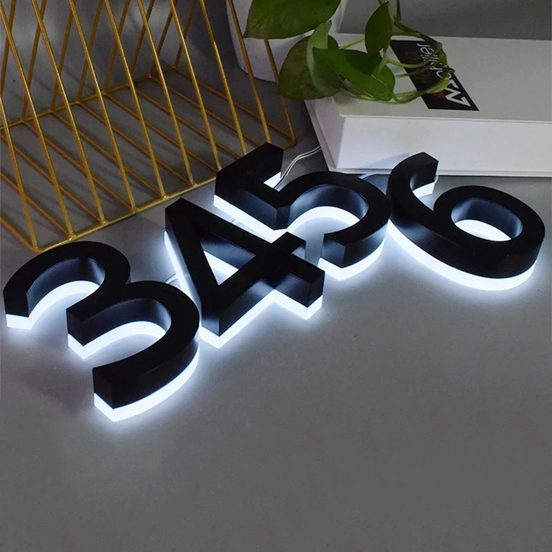 Stainless Steel Luminous Digital Door Number Black Led Lamp Hotel Decoration Door Number