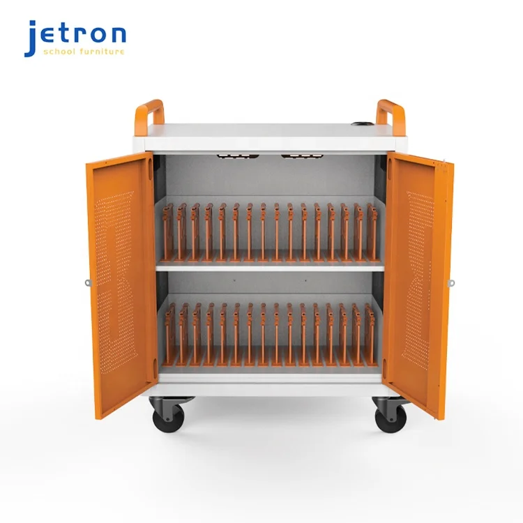 Oem 30 Bays Ipad/laptop Charging Cart With Wheel,Double Door AC Charge Cart