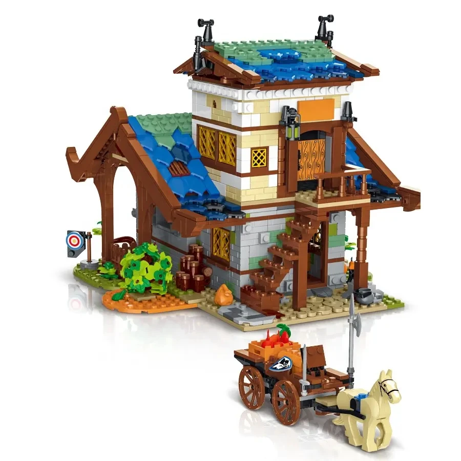 50102 Medieval Town Barn Model children 3d puzzles prefab houses tiny house for City Street View Model Toys