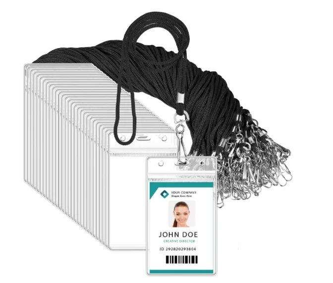 Поддержка обычных шнурков, водонепроницаемые белые вставки для карт, горизонтальный прозрачный протектор для бейджа, держатель для ID, держатель для бирки, пластиковые держатели для карт