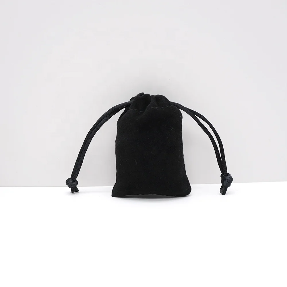 Custom Size Logo Long Style Recyclable Jewelry Packaging Mini Velvet pouch Silver Gift Bag Small Drawstring Velvet Bag