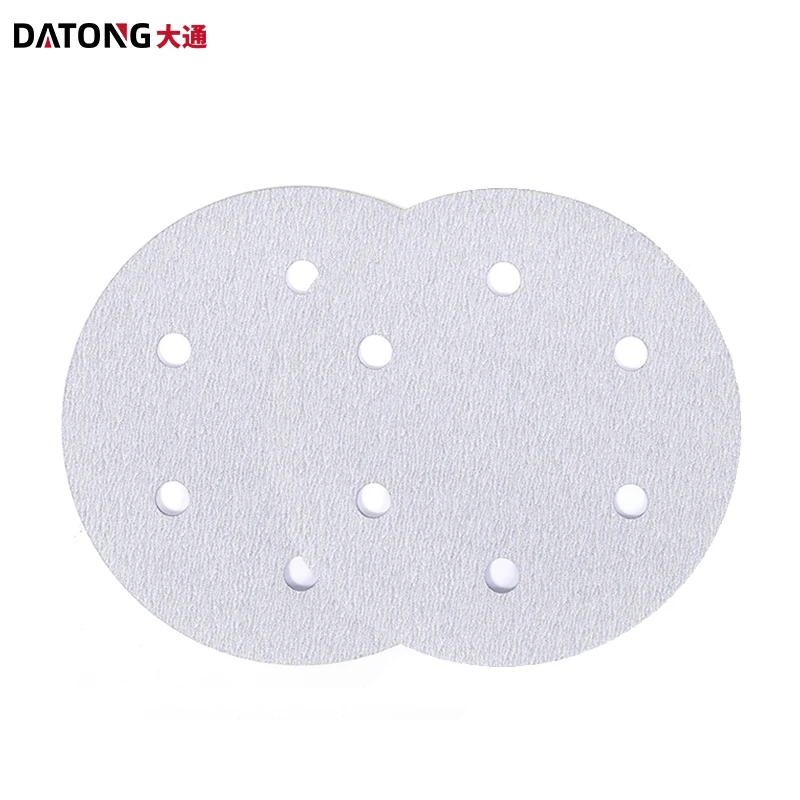 Заводская Высококачественная абразивная наждачная бумага Datong 5 дюймов 6 отверстий зернистость 100 круглый керамический белый шлифовальный диск для металла и