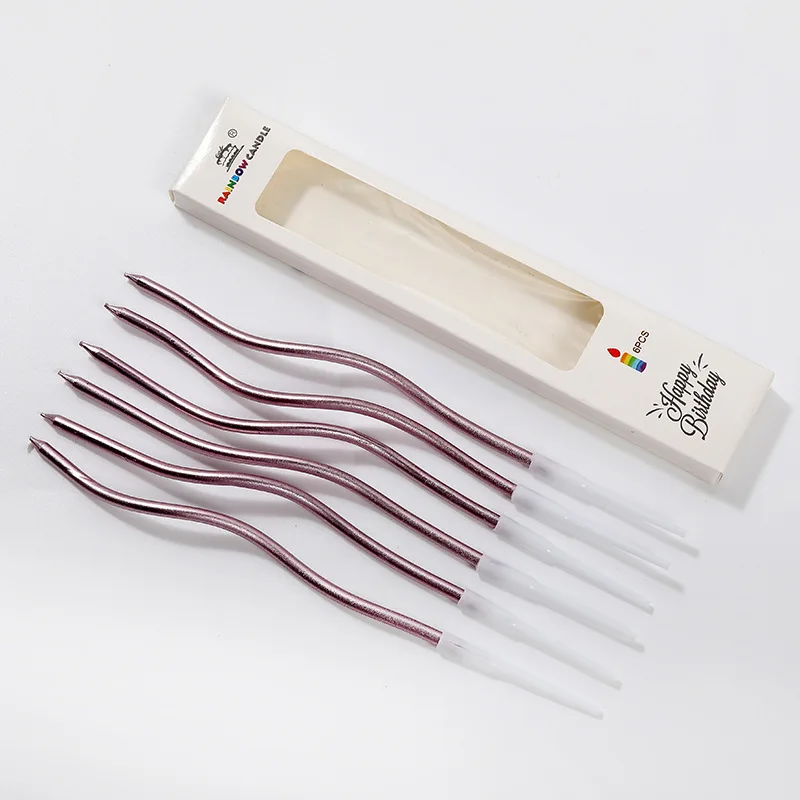 Simple Birthday baking crafts Candle curves Metallic colored candles Wedding Birthday party Candle cake decoration