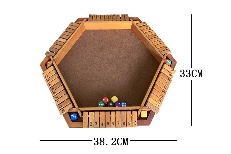 6 Players Shut The Box Dice Game Wooden Toys table game