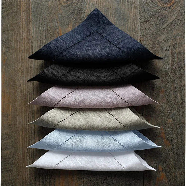 Washable  Dinner Napkins 18 x 18 Inch  Hemstitched Pure Linen  Fabric Table Napkin