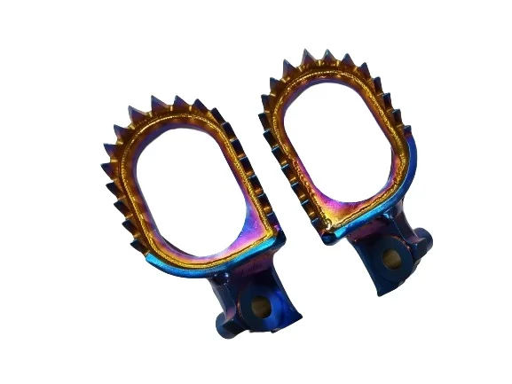 Titanium burnt blue  foot pegs for  Yamaha YZ65 2018-2023