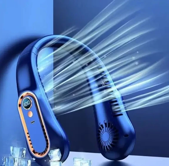 High quality Cooling Fan USB Rechargeable Leafless Portable Folding Sports Hanging Neck Fan