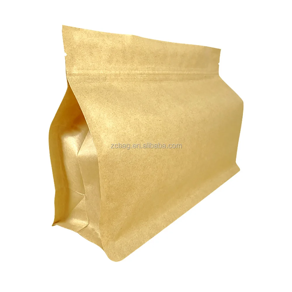Mocha Storage Package Coffee Bag Degassing Valve Plastic Clear Brown Kraft Custom-Size Food Pocket Flat Bottom Reclosable Bags