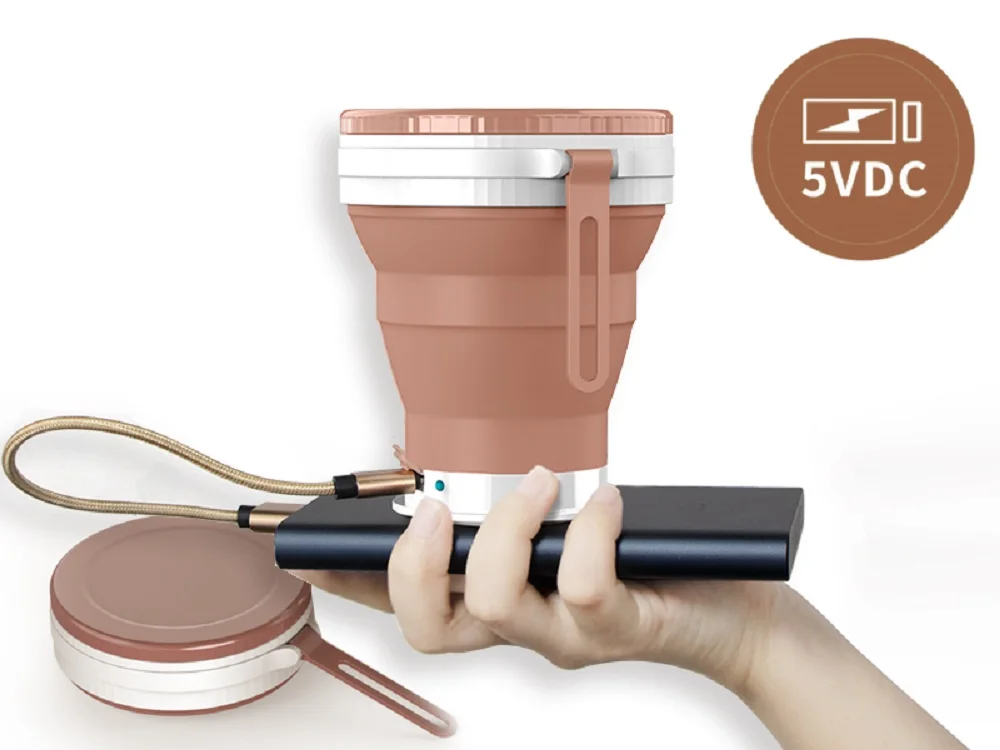 
Hot Selling Silicone Collapsible Coffee Cup With USD Heating Warmer For Camping Hiking 