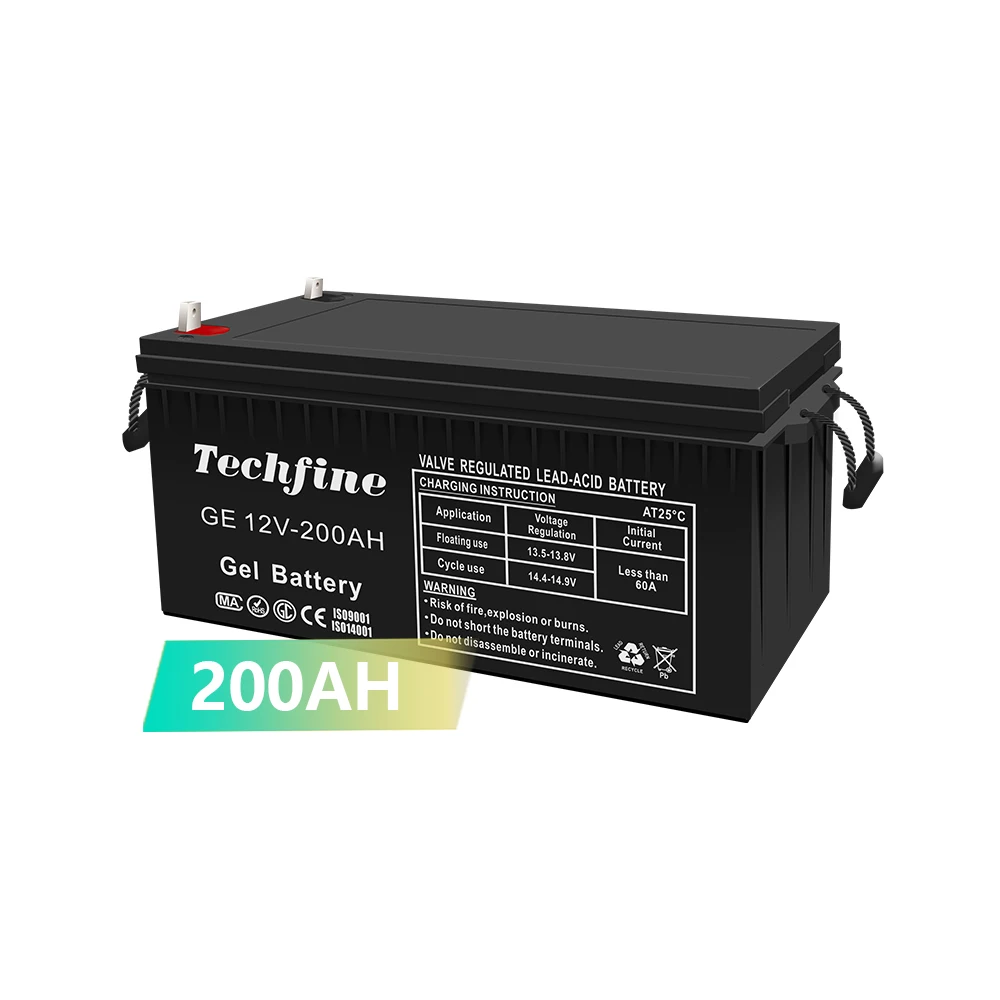 Techfine good quality off grid solar system home use 12 volt pure gel battery 200ah reconditioning