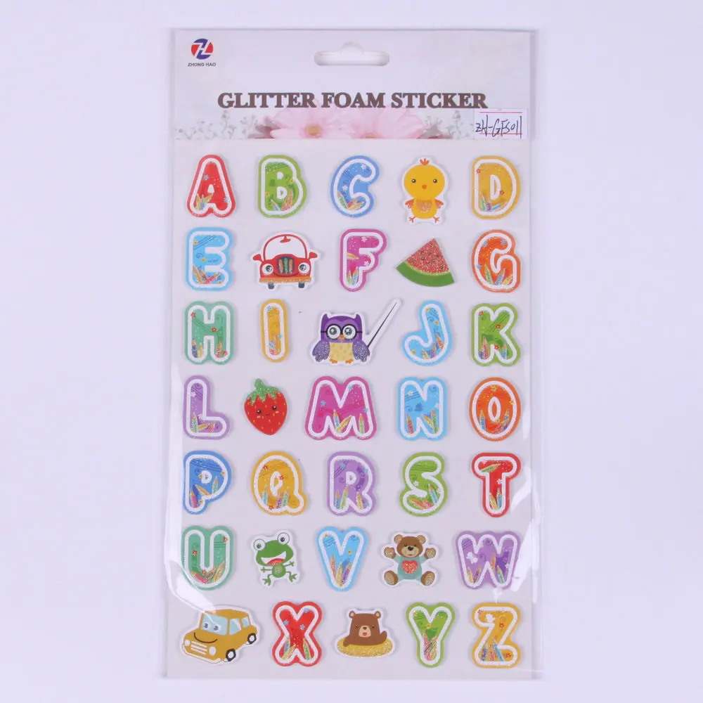 Glitter Foam Stickers - Alphabet-number  - Self-Adhesive Stickers for Kids