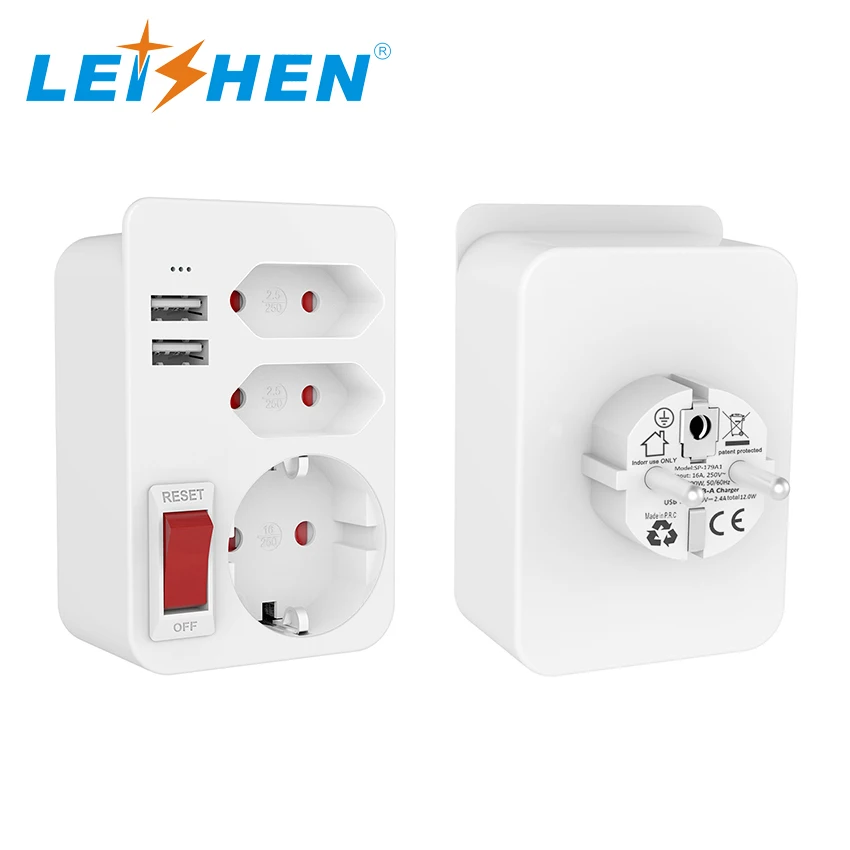 Plug Extender Socket Extensions Triple Plug Adaptor Cube 3 Pin Plugs Wall Power Sockets for Home Kitchen Office 4000W eu