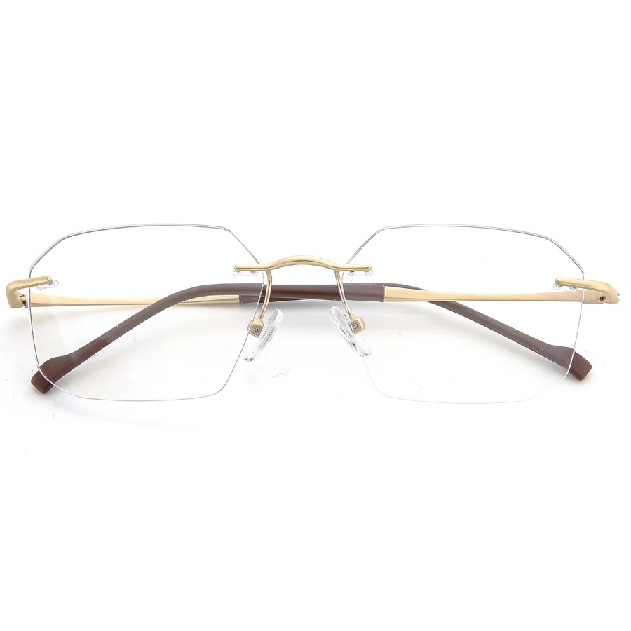 Unisex Stainless Steel Rimless Polygen Metal Optical Eye glasses Frames