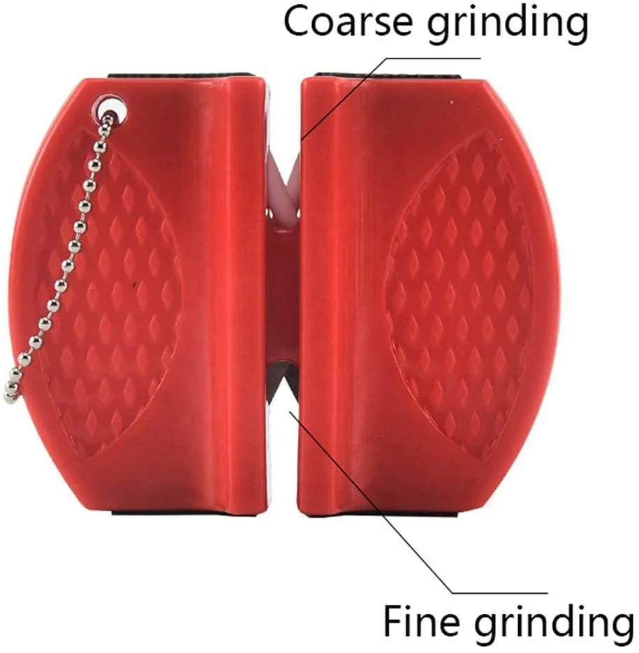 ABS Rubber Outdoor Camping Portable Handheld Two-stage Butterfly Type Diamond Ceramic Rod Knife Sharpener