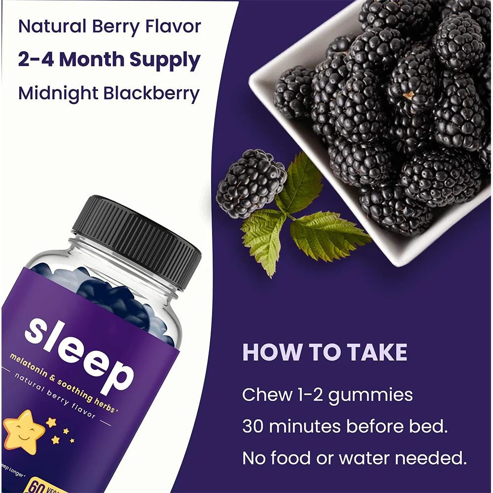 Wholesale Sleep Deep Aid Melatonina/Melatonin Gummies Candy With Vitamin B6 Hemp Oil Ashwagandha L-theanine 5-HTP