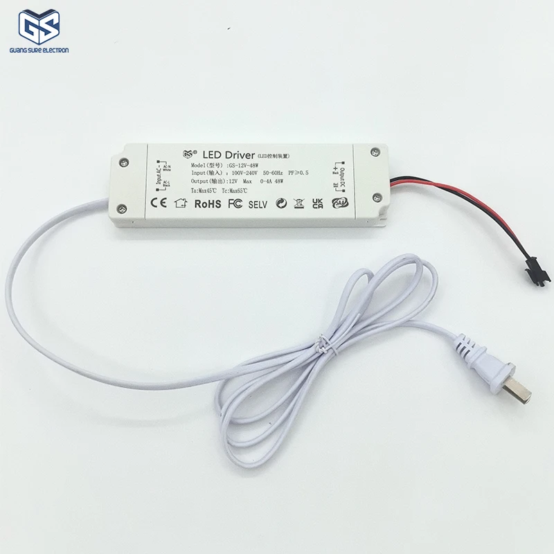 Sufficient Power 48W 12V/24V LED Strips Lighting Driver Switching Power Supply for Bathroom Mirror/ Mirror Cabinet