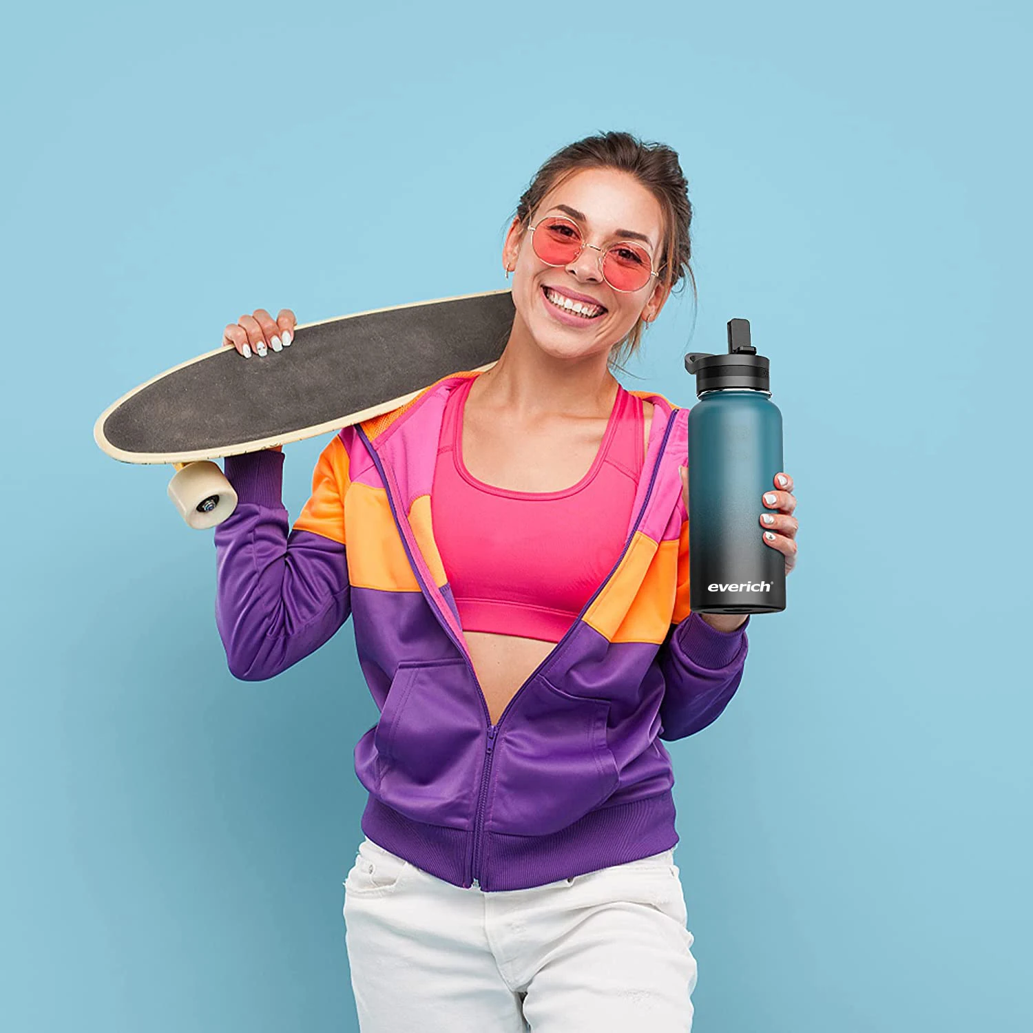 Спортивная бутылка для воды 3 крышки герметичные бутылки спортзала из нержавеющей стали мужчин женщин и детей термос с двойными стенками