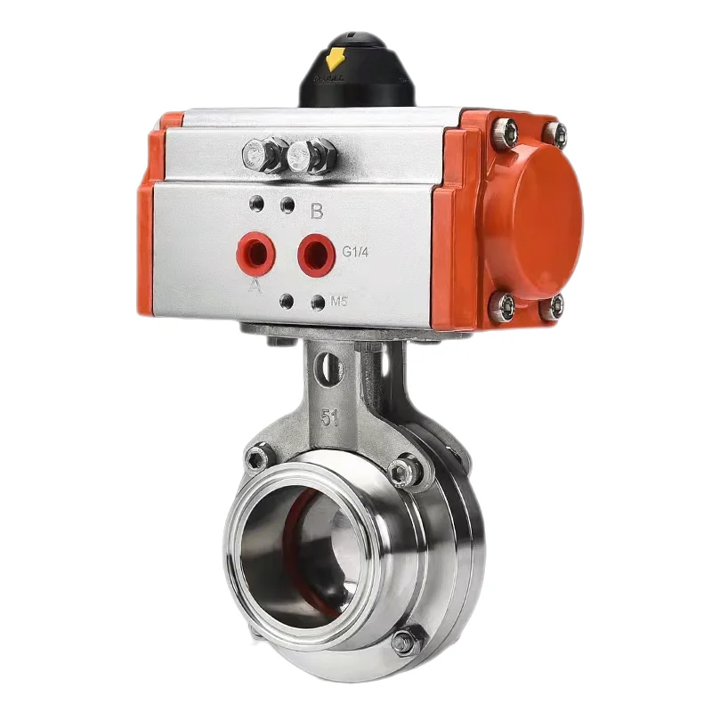 HomTR Pneumatic Valves Stainless Steel 220V Dc 2Pc Electric Smart Sanitary Automatic Butterfly Valve