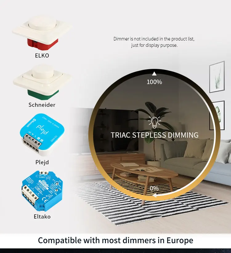 Flicker free downlight dimmable LED driver round slim constant current LED driver