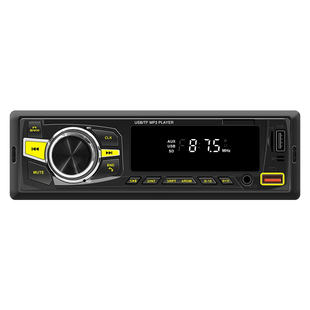 Factory supply 12V 1 din fixed panel colorful lights LED display retro car radio with usb fm bt aux in radio automotive