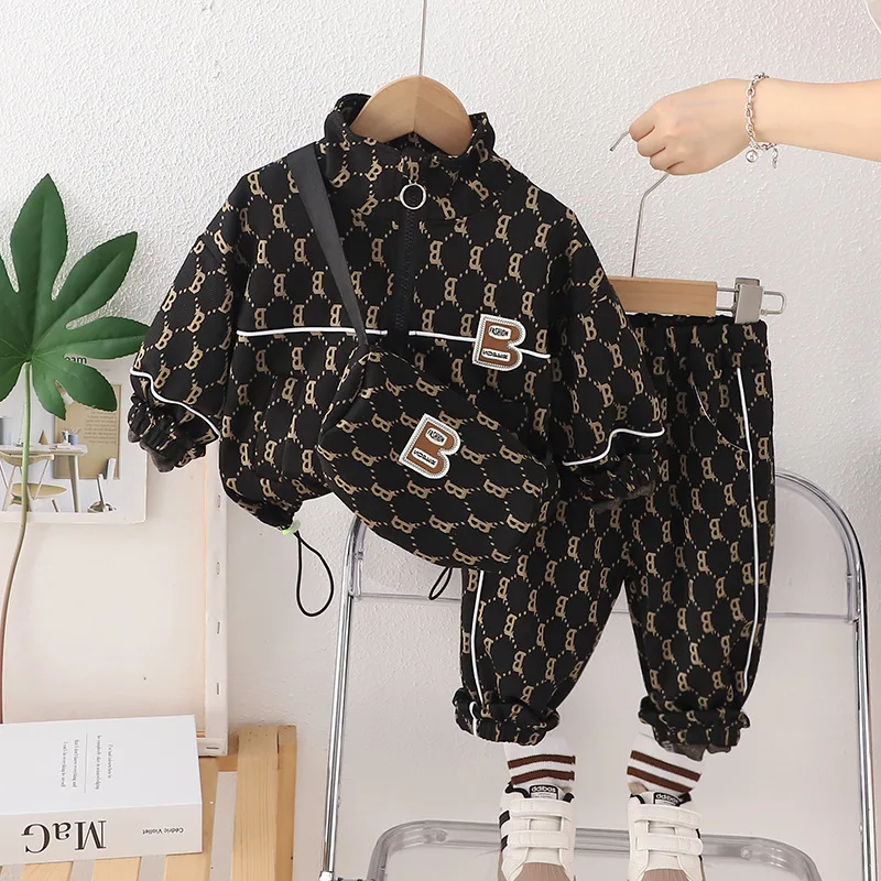 Children Fashion Designer Boutique Toddler Kids Three Pieces Tracksuit Baby Activewear Clothing Sets Luxury Boys Outfits