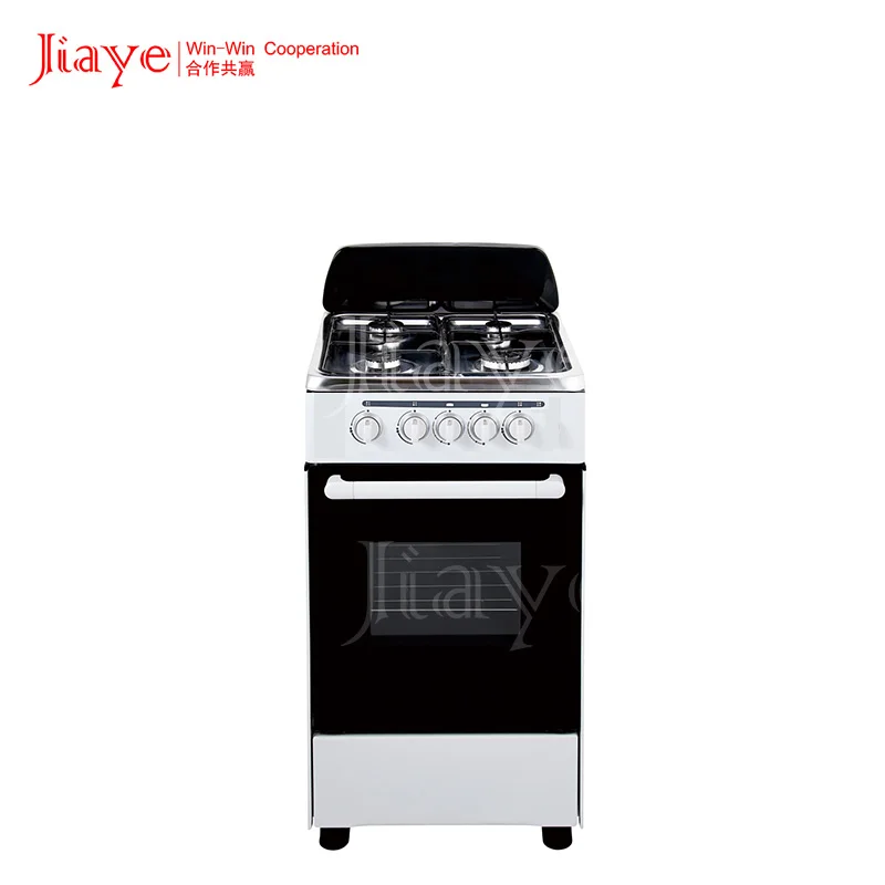 Freestanding gas stove with oven vertical connected 6 burners brass burner cap manual  ignition with transparent glass lid