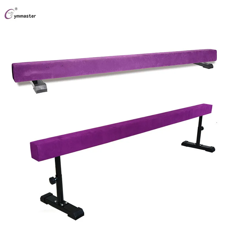 8FT wood core gymnastics adjustable balance beam with suede cover for kids training