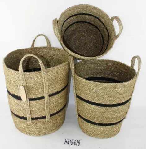 Nesting Woven Baskets Handmade Corn Husk Storage Baskets Set for Shelves Bathroom Kitchen