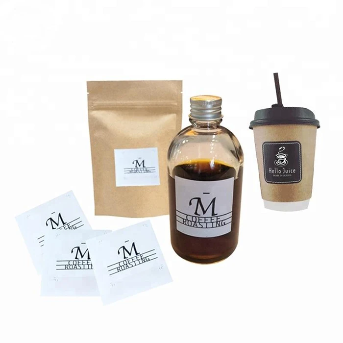 custom self adhesive coffee bag labels pouch bag sticker strong glue roll printing label for coffee packaging