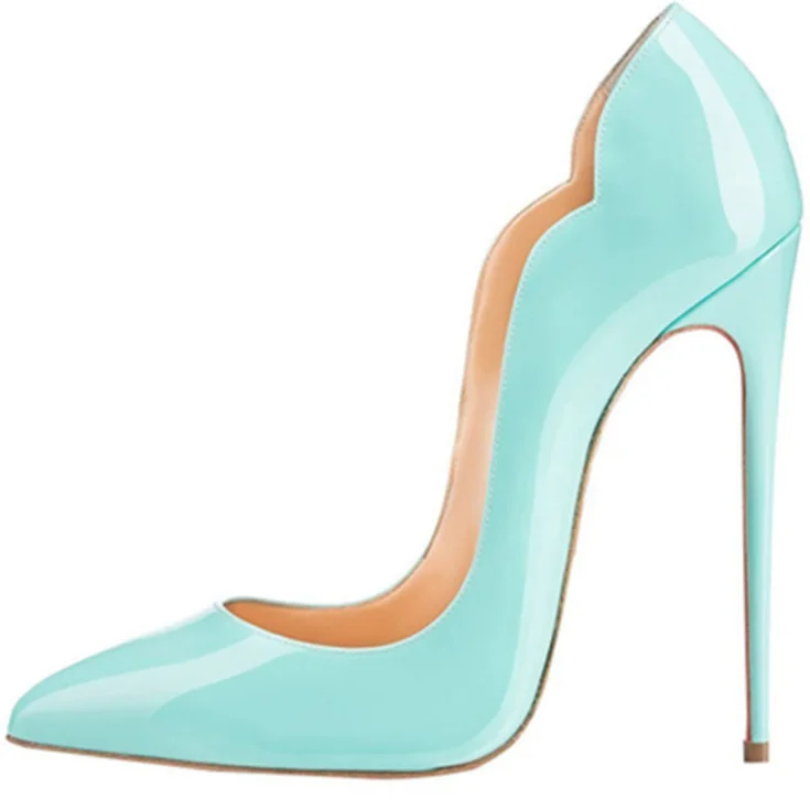 Plus Size Solid Color Patent Leather Point Toe Shallow Mouth Stiletto Heel Pumps Shoes For Women